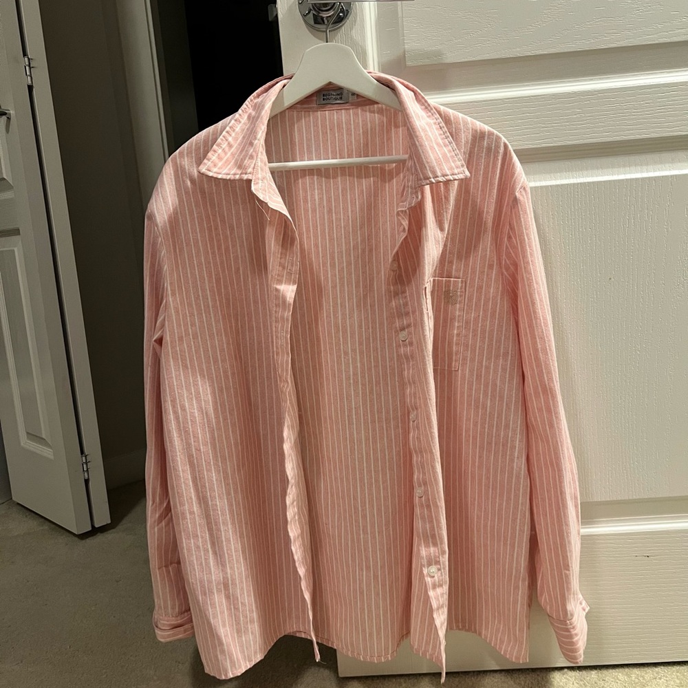 Beginning Boutique pink pinstripes shirt